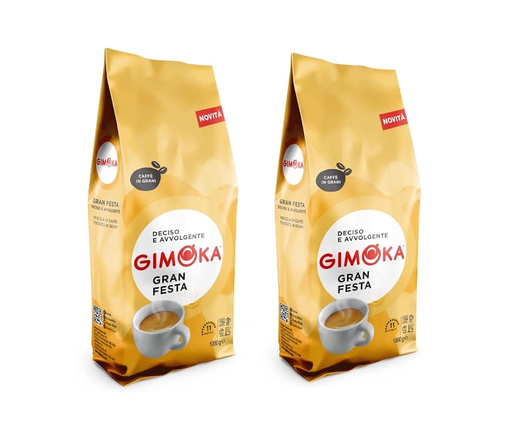 Gimoka - Cafè En Grano - 2 Kg - Miscela GRAN FESTA - Intensità 11 - Made In Italy - Envase De 2 Paquetes De 1 Kg 17XVBNYF