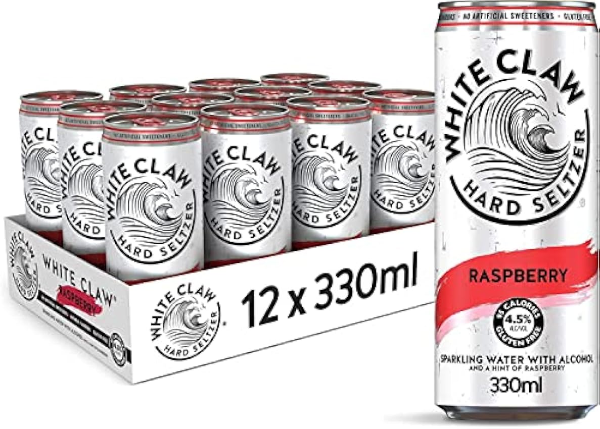 White Claw - Hard Seltzer redi sabor Frambuesa, pack de 12 latas de 330 ml EZMvFUni