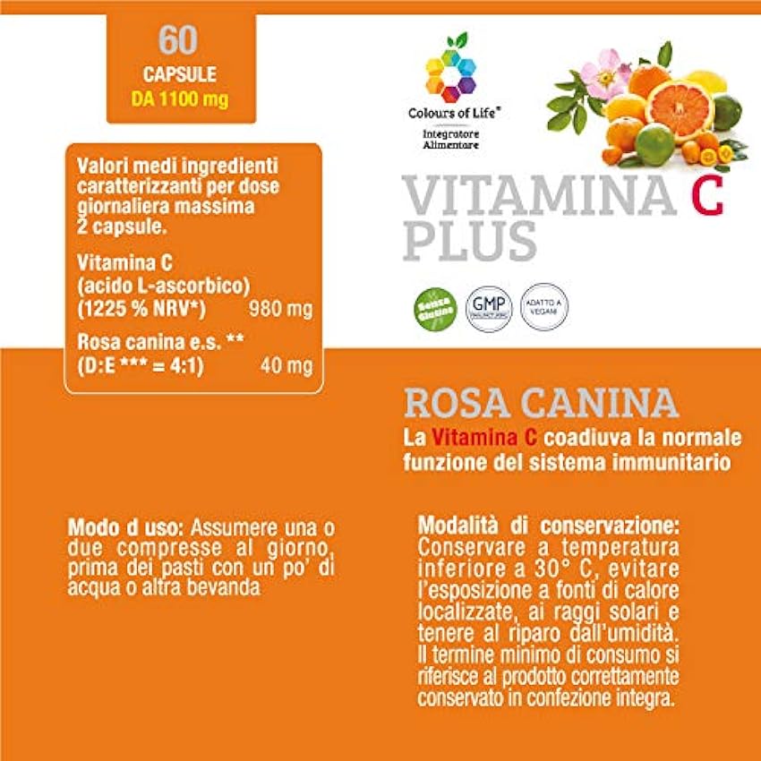 Colours of Life Colours Of Life Vitamina C Plus Comprimidos Ayuda Para El Sistema Inmunitario 40 g 1ttfuCuH