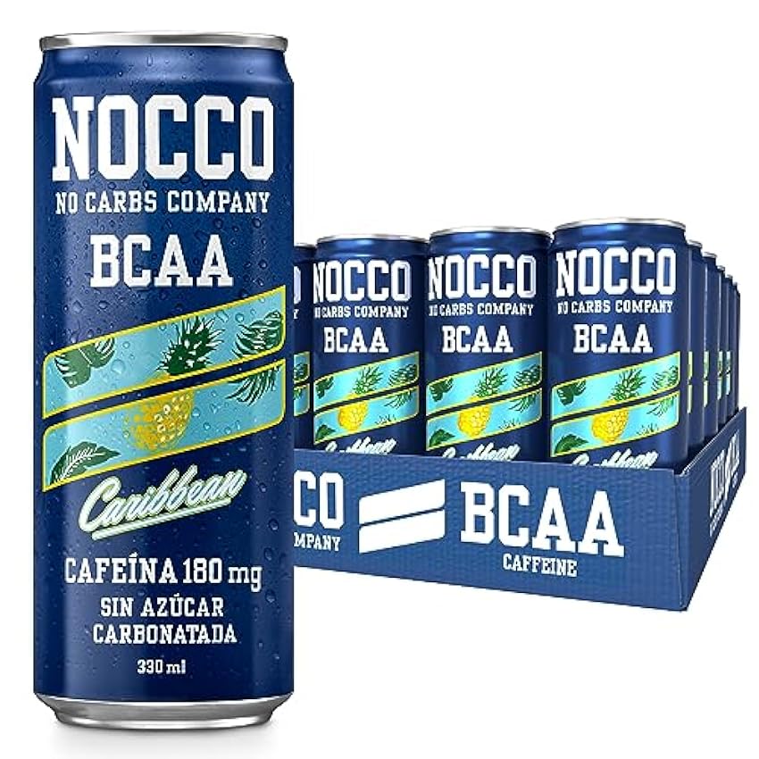 NOCCO BCAA Caribbean 24 latas x 330ml Bebida energética funcional sin azúcar No Carbs Company Enriquecida con vitaminas Con cafeína Bebidas para deportistas aGWXf4S0