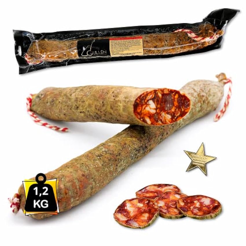 1,2 kg Chorizo de Bellota Ibérico de Guijuelo - Embutidos Ibericos de Bellota de Guijuelo - Envasados al Vacio - Aromático y Especiado de Elaboración Tradicional 6cj9SK5q