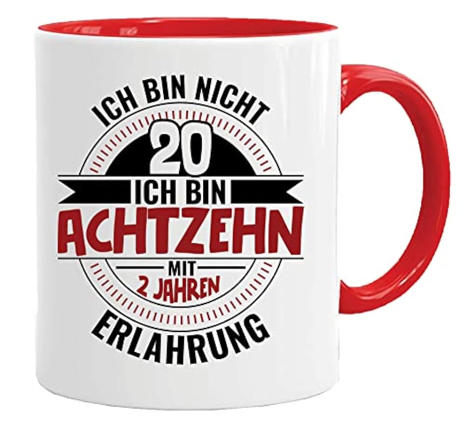 Taza de regalo de 20 cumpleaños con texto en alemán | Ich Bin nicht 20 Ich bin 18 con 2 años de experiencia, ideas de regalo de cumpleaños | regalos para papá | taza de abuelo | ideas de regalo 1MdMMtHw