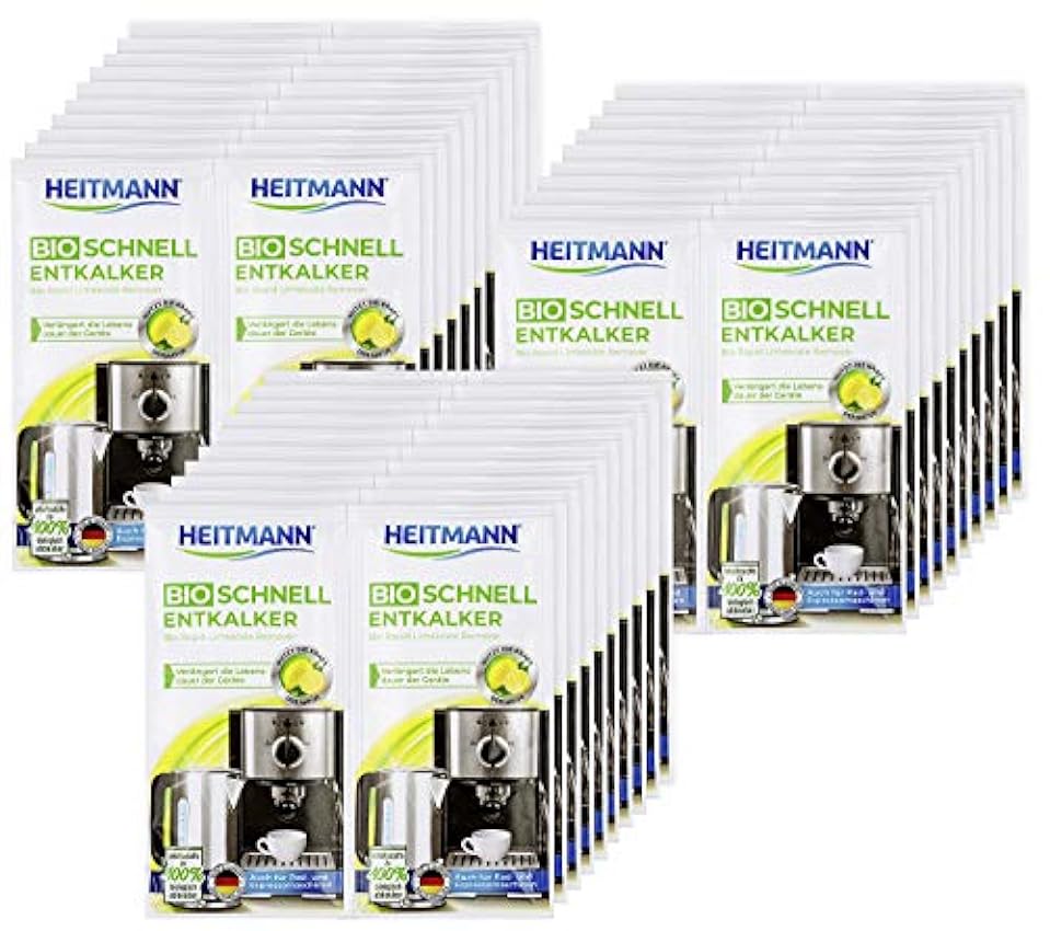 Heitmann Descalcificador rápido BIO: descalcificador universal natural para cafeteras, hervidores de agua, hervidores de huevos, 2 x 25 g, paquete de 30 0wgOG1ma
