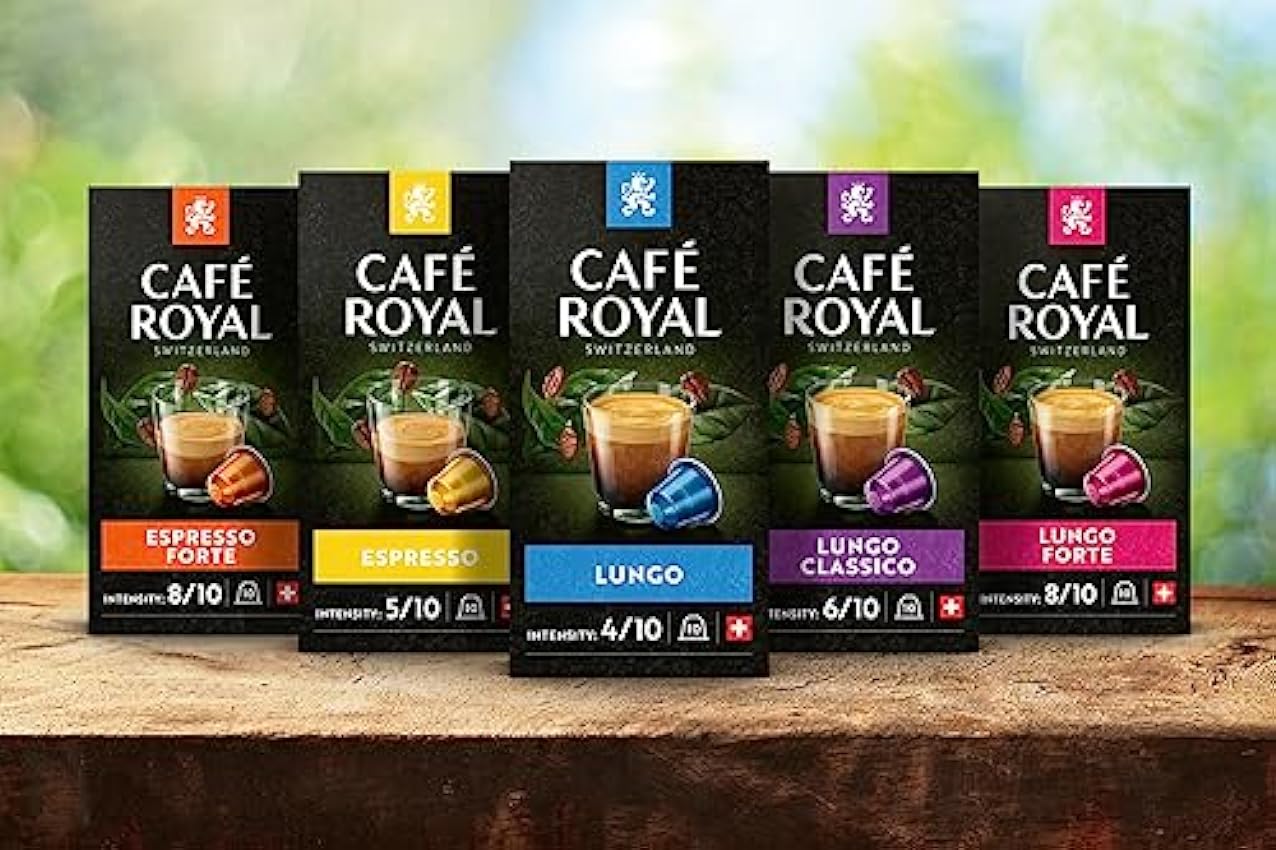 Café Royal Lungo Forte - Cápsulas para cafetera Nespresso (100 unidades, intensidad 8/10, certificado UTZ, de aluminio) 9e7Rr9t5
