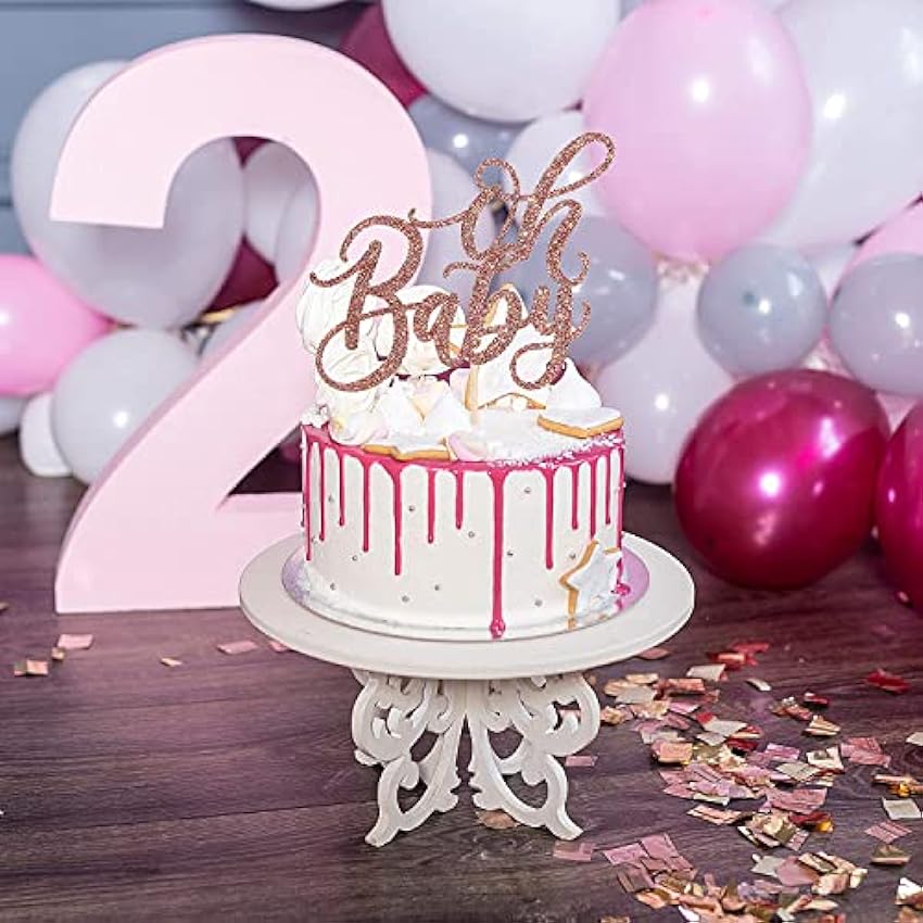 Decoración para tartas de oro Oh Baby - Decoración acrílica para tartas de baby shower, aniversario, oro rosa 5HtI66Nn