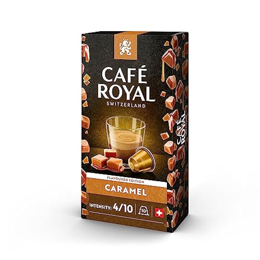 Café Royal Flavoured Edition Caramel 100 Capsules en Aluminium Compatibles avec le Système Nespresso (R)*; Intensité: 4/10; (Lot de 10X10) 6YankET3