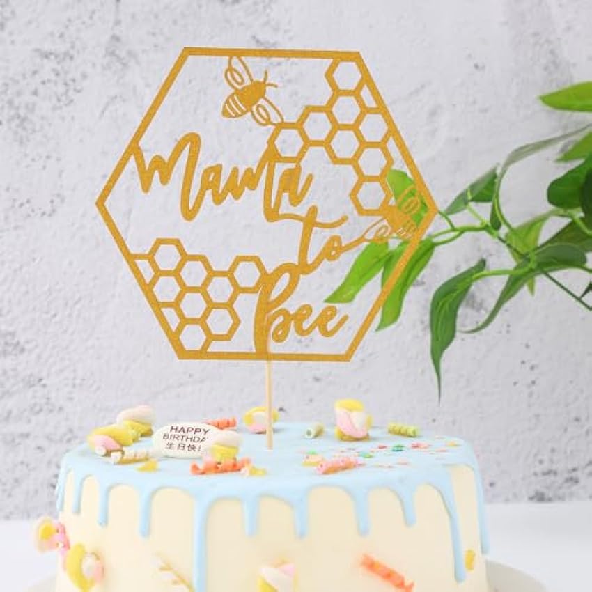 Decoración para tartas de mamá a abeja, decoración para tartas de baby shower, revelación de género, suministros de fiesta de anuncio de embarazo 0gfhTVuo