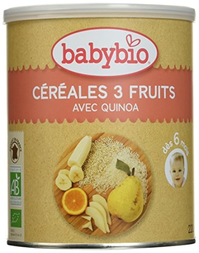 Babybio Cereales 3 Frutas - 220 gr 9PNV4lSA