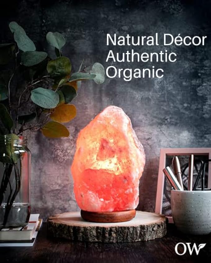 Organic Wonders Lámpara original de sal de roca del Himalaya 100% pura rosa (2-3 kg) | Brillo relajante relajante | Decoración natural | Auténtico cristal rosa 7Qy552SU