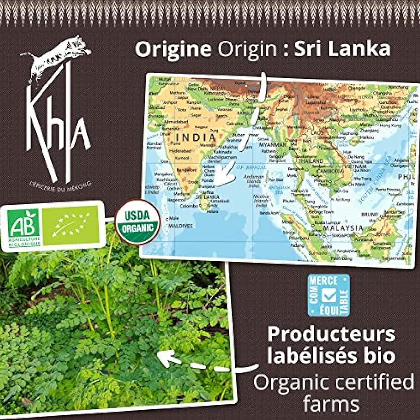 KHLA - Polvo de moringa - Agricultura orgánica y comercio justo - Bolsa 250g Cl39jVKr